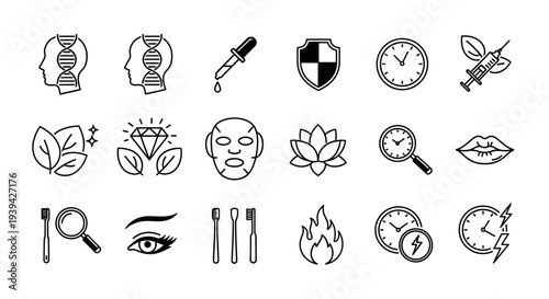 Collection of Simple Line Icons for Beauty and Wellness.