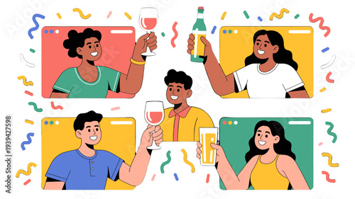 Digital Cheers: A Virtual Celebration with Drinks 