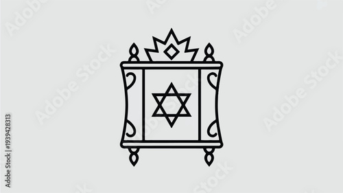 Jewish Torah scroll with Star of David and crown on top symbol