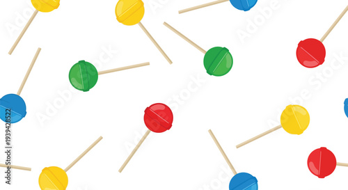 Colorful Lollipop Food Pattern Vector Seamless Background for Candy and Sweet Designs