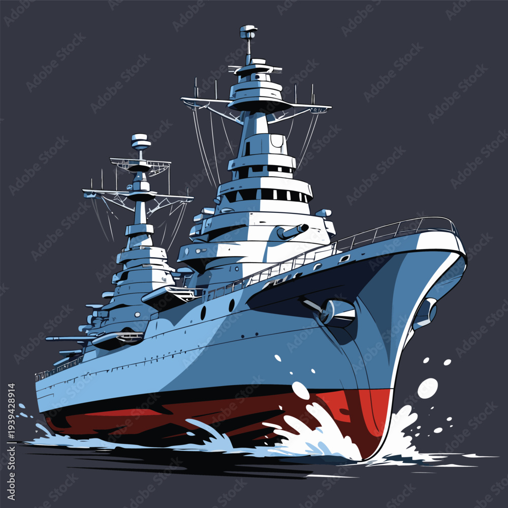 Fototapeta premium flat vector image of war ship