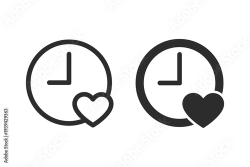 Lifespan icon with heart, time of life pictogram. Vector illustration