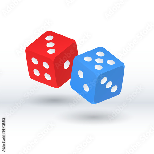 Red and Blue Dice Rolling Illustration