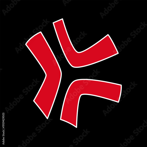 Red Cartoon Anger Mark Icon Stress Symbol on Black Vector