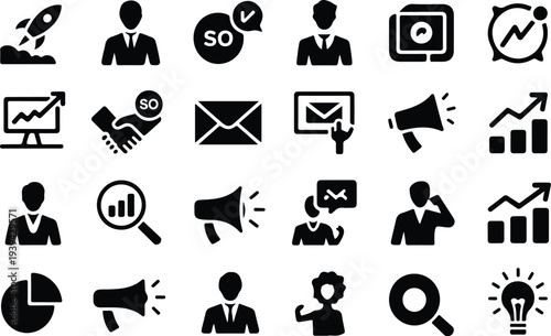 Marketing Collection Silhouette Icon Set 