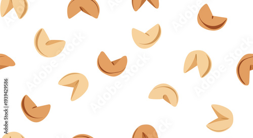 Fortune Cookie Food Pattern Vector Seamless Background for Asian Cuisine Design