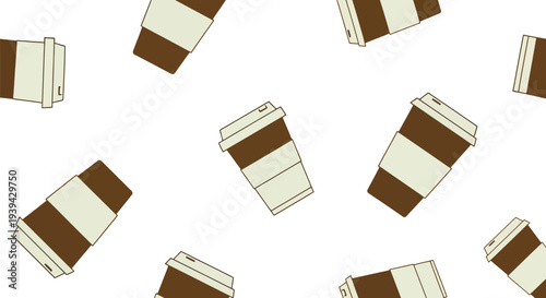 Coffee Cup Food Pattern Vector Seamless Background for Cafe and Beverage Designs