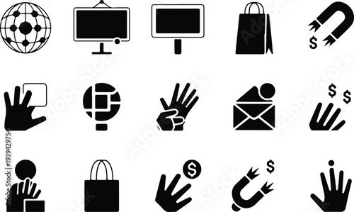 Marketing Collection Silhouette Icon Set 
