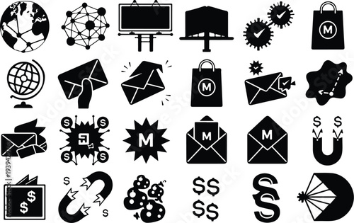 Marketing Collection Silhouette Icon Set 