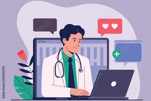 Online doctor consultation a healthcare professional connecting with patients remotely via video call