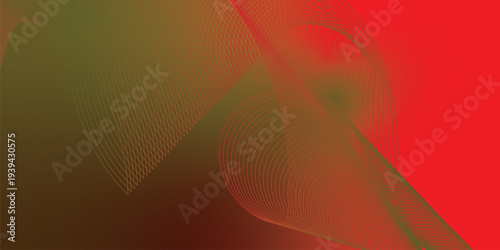 Flowing red, green, and black glowing ribbons twisting over a dark, moody background sprinkled with tiny sparkling particles, futuristic digital technology scene, vector style.