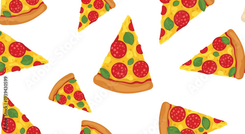 Pizza Slice Vector Food Pattern Seamless Background for Restaurant and Fast Food Design