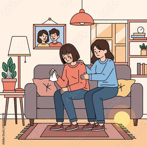 Comforting Friend on Couch