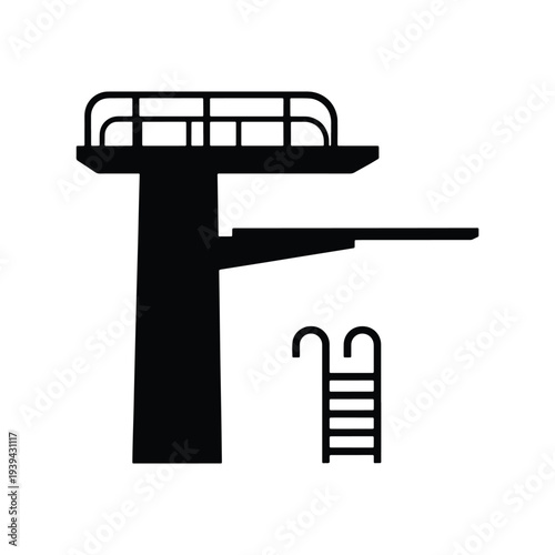 Swimming Pool Diving Platform With Ladder Vector Illustration