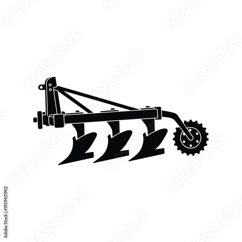 Agricultural Plow Farming Equipment Silhouette Vector Illustration