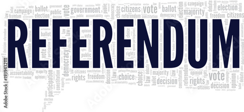 Referendum word cloud conceptual design isolated on white background.