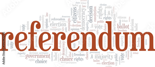 Referendum word cloud conceptual design isolated on white background.