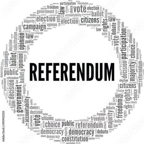 Referendum word cloud conceptual design isolated on white background.