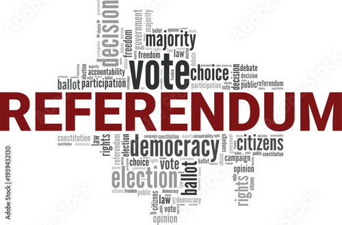 Referendum word cloud conceptual design isolated on white background.