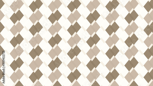 Seamless vector pattern with interlocking light brown, dark brown, and off-white rectangular shapes creating a diagonal woven texture, ideal for backgrounds, textiles, and digital design.