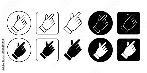 Korean Finger Heart Gesture Icon Set Outline And Solid Style Love Affection Symbol Collection