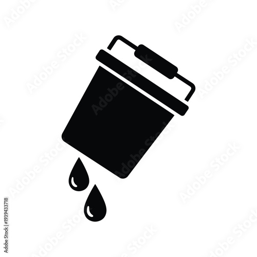 Ink Bottle With Pen Writing Tool Silhouette Vector Icon