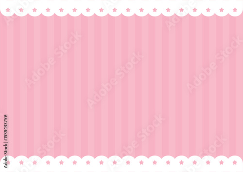 星柄のスカラップレース・もこもこのラインのフレームのイラスト　Star Scalloped Lace and Monochrome Top Bottom Frame Background Vector