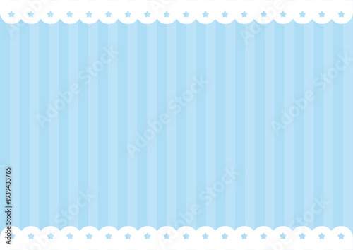 星柄のスカラップレース・もこもこのラインのフレームのイラスト　Star Scalloped Lace and Monochrome Top Bottom Frame Background Vector