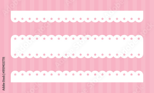 星柄のスカラップレース・もこもこのライン　 Star Scalloped Lace Band Vector