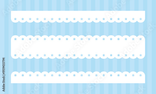 星柄のスカラップレース・もこもこのライン　 Star Scalloped Lace Band Vector