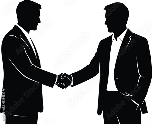 Vector illustration of stylized handshake silhouettes symbolizing business, partnership, cooperation, identity, diversity, culture, tradition, and education