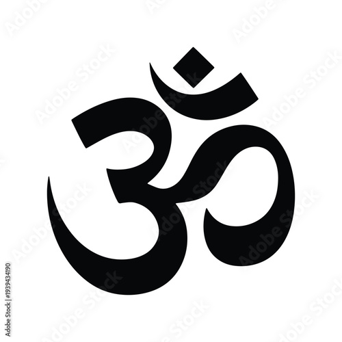 Om Aum Sacred Hindu Symbol Silhouette Vector Illustration