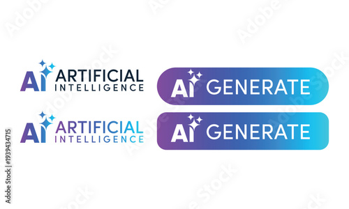set of Artificial intelligence stars app logo. Create generate prompt ai applicationVector illustration