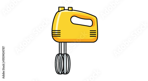 Vibrant yellow electric hand mixer for baking and cooking