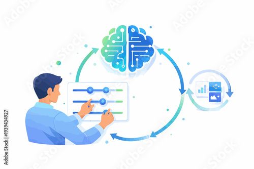 Artificial Intelligence Development Cycle with Data Analysis, Human Input, and Intelligent Processing