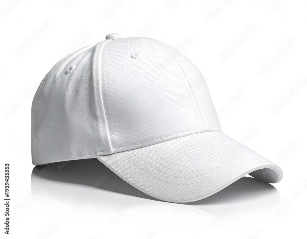 Fototapeta premium Plain white baseball cap on a white background (1)