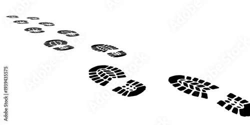 footprint shoe sole tracking path on transparent background, shoe footprint path vector illustration