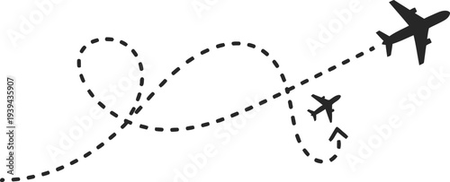 Airplane flying in a dotted contrail path