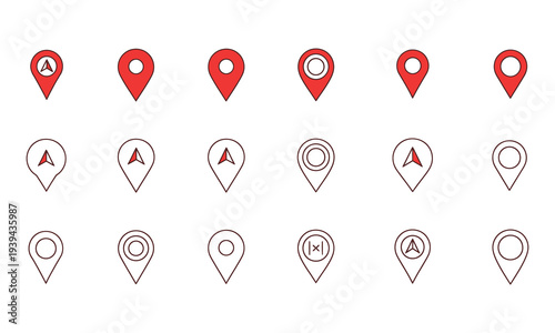 Collection of map pin icons in various designs