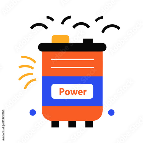 Portable Power Generator Icon, emergency electricity supply and energy equipment flat vector illustration