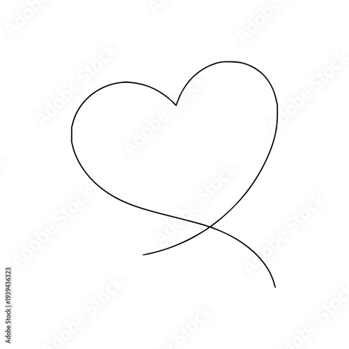 Simple Hand-Drawn Heart Outline Graphic Expressing Love and Affection for Minimalist Design Projects and Emotional Themes