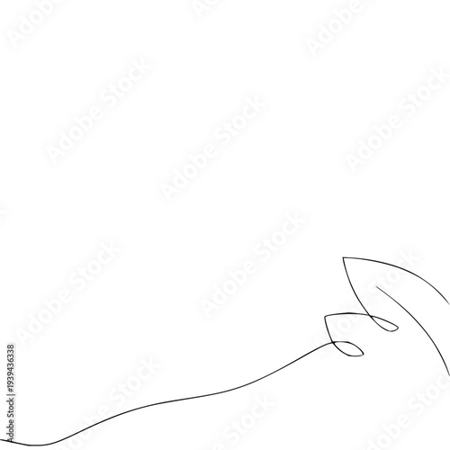 Minimalist continuous line illustration of an abstract organic shape, resembling a delicate leaf, conveying simplicity, natural elegance, and fluid design on white background