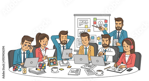 Business team collaborating and brainstorming ideas in modern office