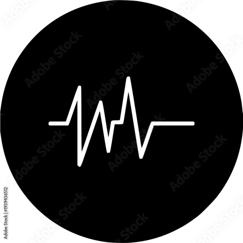 Minimalist graphic of a fluctuating line wave, symbolizing concepts like heartbeat, sound frequency, or data signal, rendered in a clean and modern style for versatile use