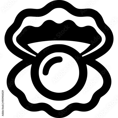 Black pearl oyster black and white background icon design
