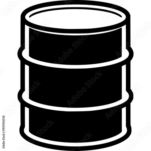Black oil barrel metal drum vector illustration isolated on white background