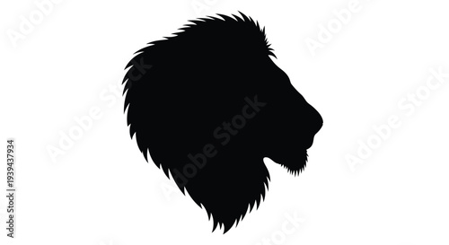 Striking black silhouette of a majestic lion s head and mane silhouette
