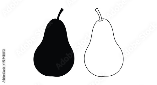 Two pears one dark and one light in contrasting form silhouette