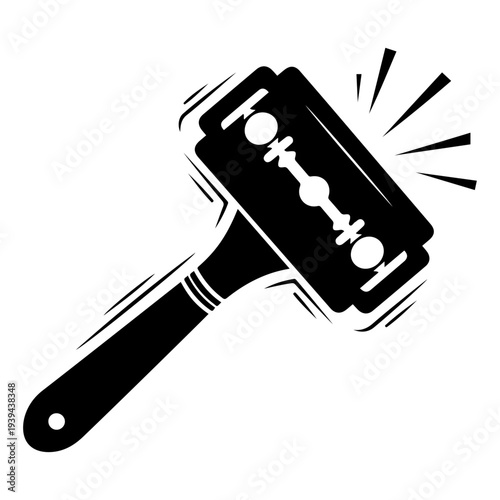 A razor glides swiftly over the skin shaving facial hair with precision and speed in a simple graphic illustration