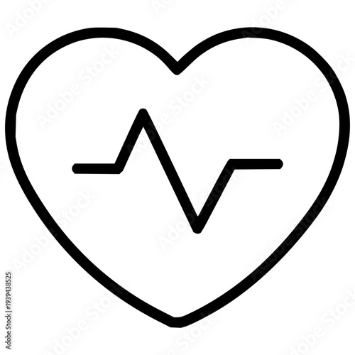 Simple line icon representing a heartbeat, cardiogram, or pulse, enclosed within a heart shape
